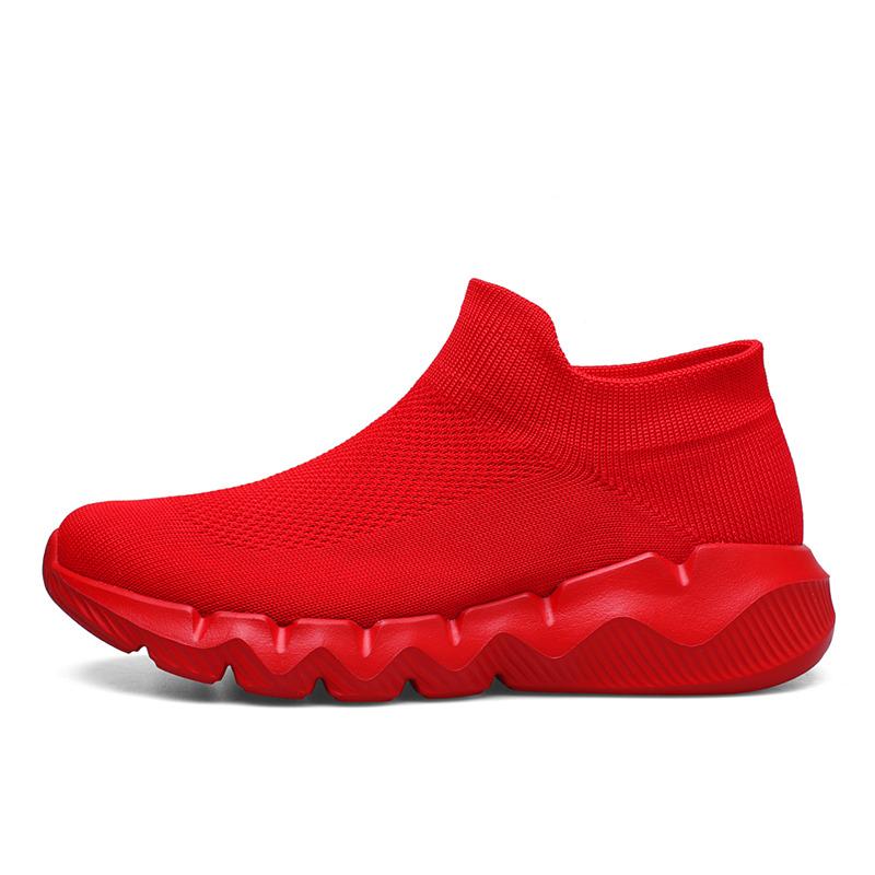 Red Knit Men's Sock Shoes Slip-on Lightweight Casual Sneakers Unisex Big Size 48 Non-slip Comfortable Sport Shoes Women Sneakers