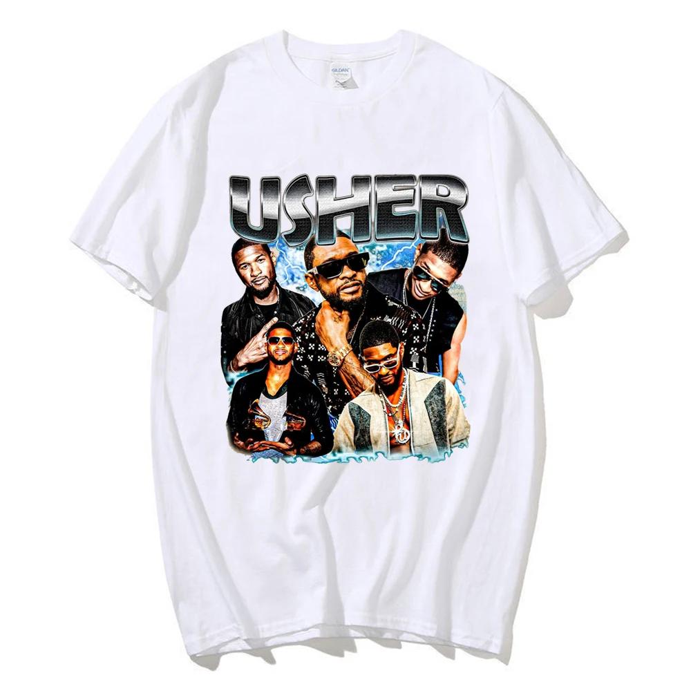 Retro Usher Sänger Musik Tour Shirt Hip Hop Rundhals Freizeit T-Shirt Unisex
