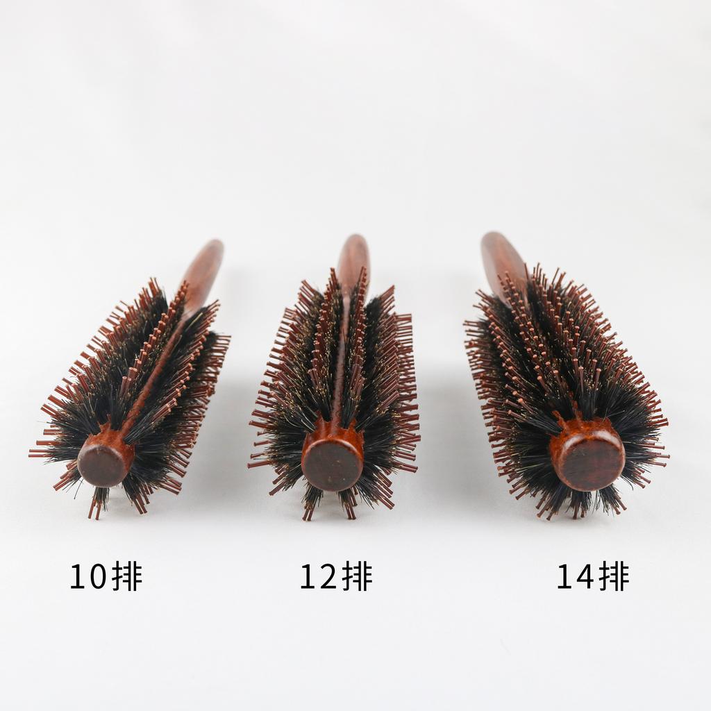 Porcine Bristle Solid Wood Curly Hair Comb Square Handle Hair Roller Comb Home Style Four Flat Rolling Comb Hairbrush