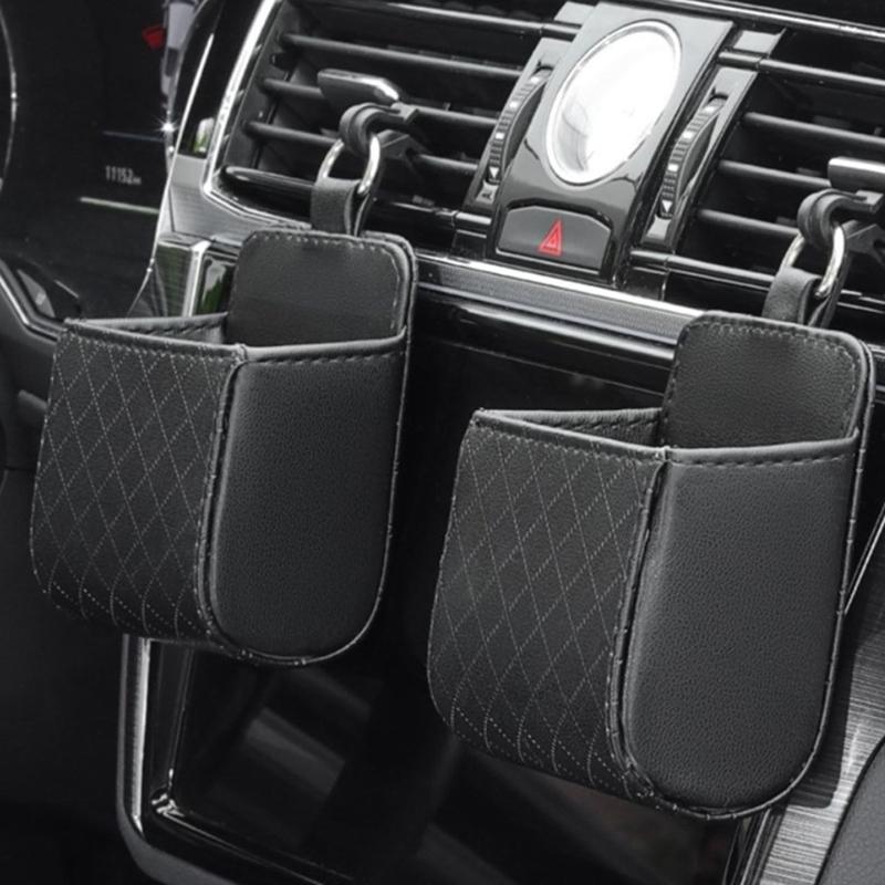 Cheap 1Pc Car Storage Bag Air Vent Dashboard Tidy Hanging Leather