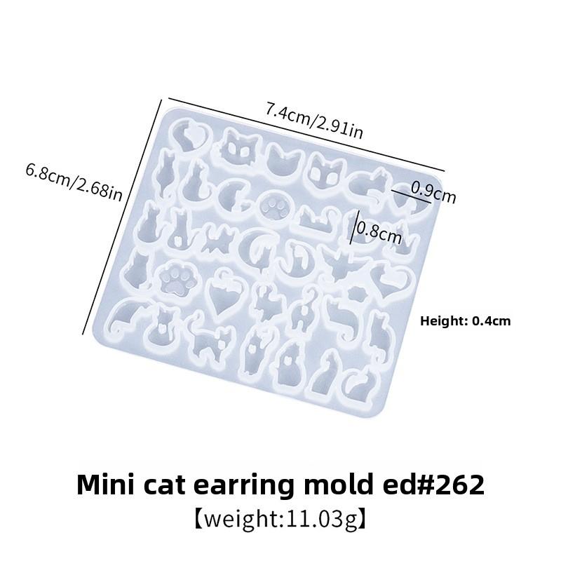 DIY crystal Epoxy mini cat stud earrings silicone mold, kitten series ear jewelry earrings mold