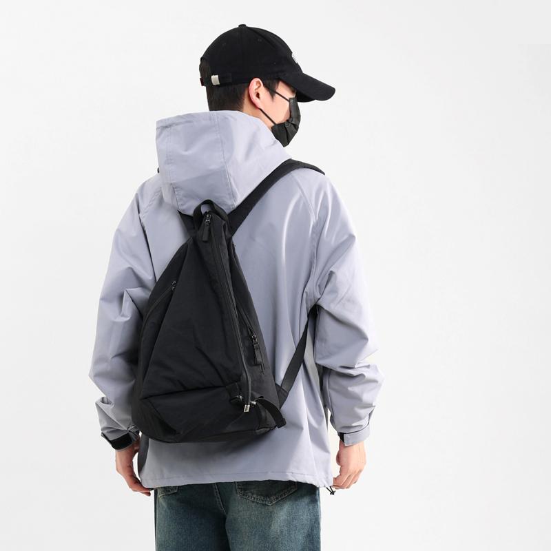 Women's Solid Color Backpack Men's Nylon Backpack Large Capacity Student Schoolbag