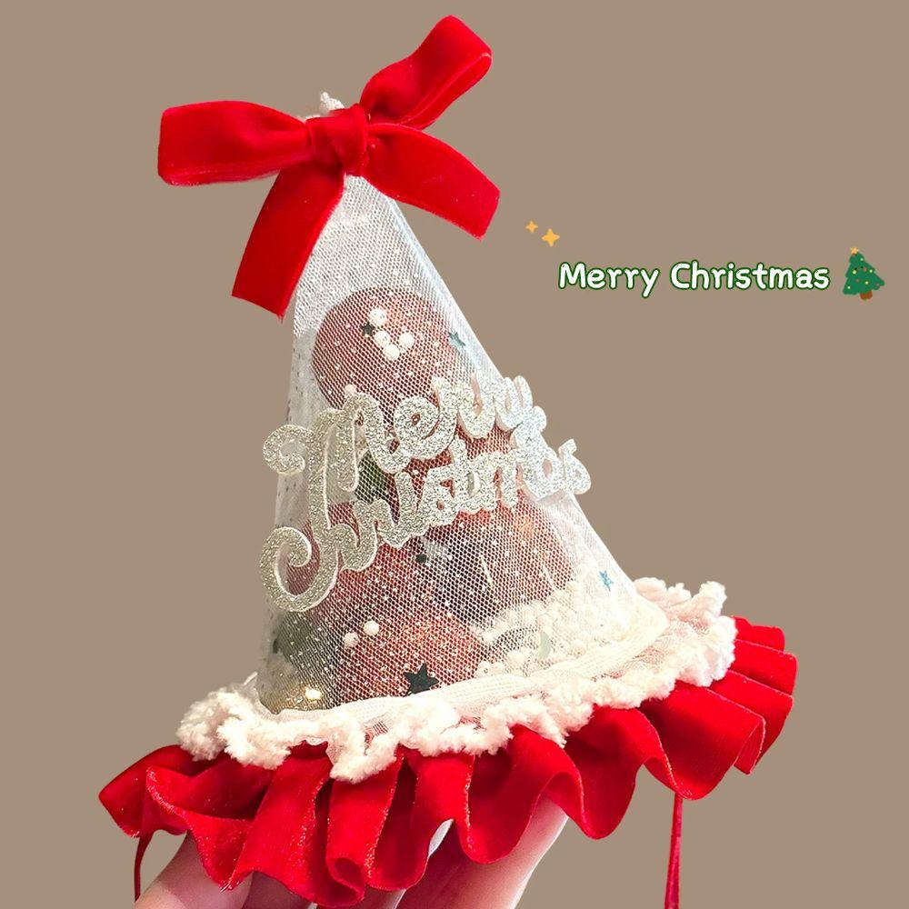 Red Velvet Christmas Hair Clip Shiny Sequin Xmas Headpiece Christmas Hat Hairpin Kids