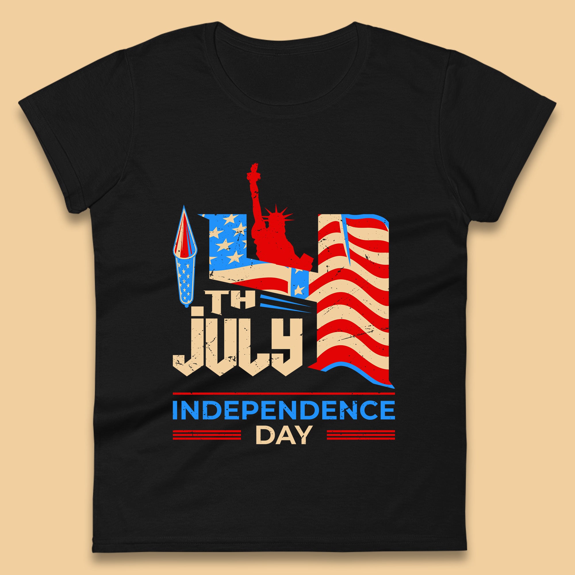 Statue Of Liberty 4th July USA Independence Day Celebration Fireworks Womens Tee T Shirt Mens Tops Unisex Top 4XL