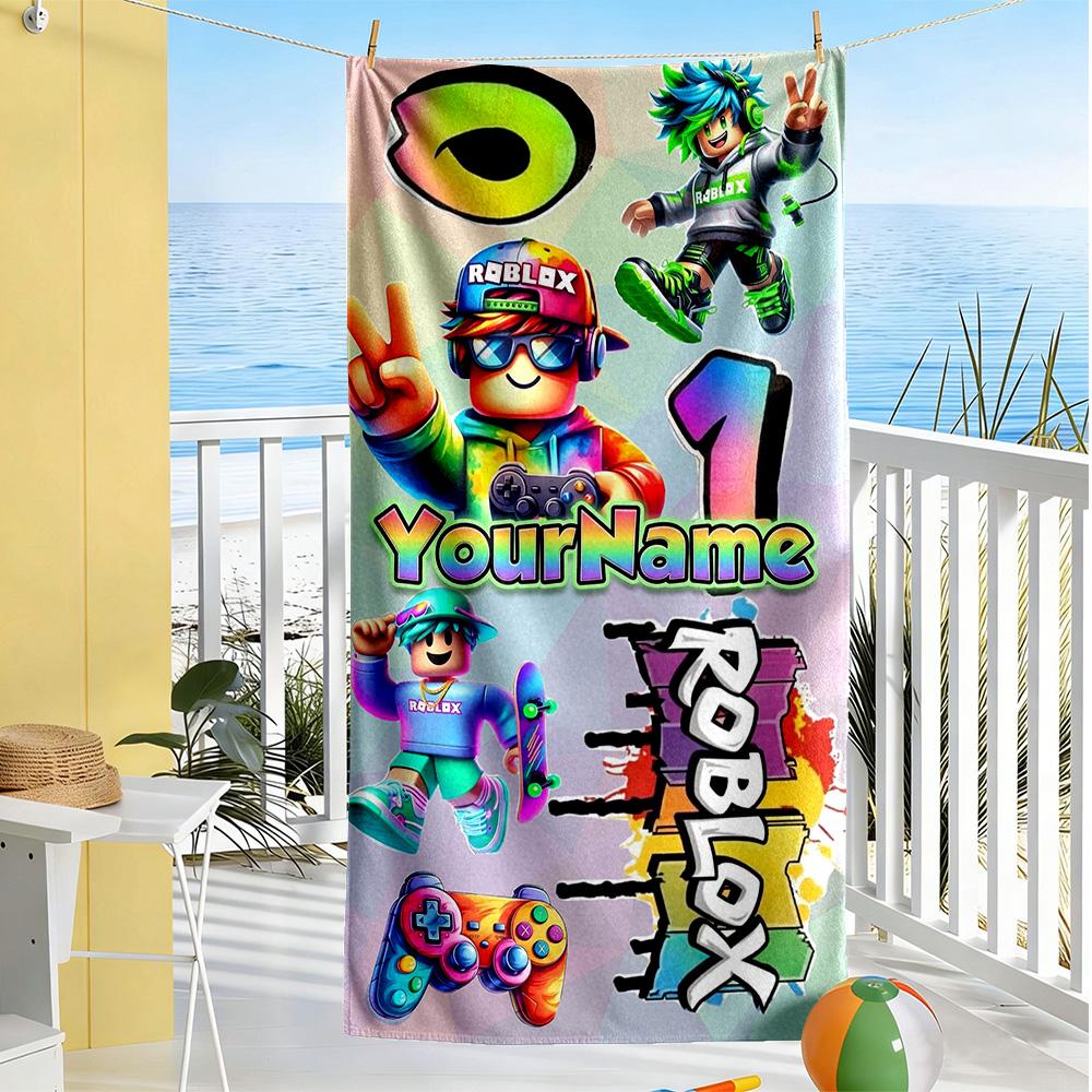 Roblox Personalized Text Beach Towel Quick-Dry Soft Microfiber For Beach Bathroom Outdoor Swimming Pool Camping Picnic Yoga Diving Vacation Accessorie
