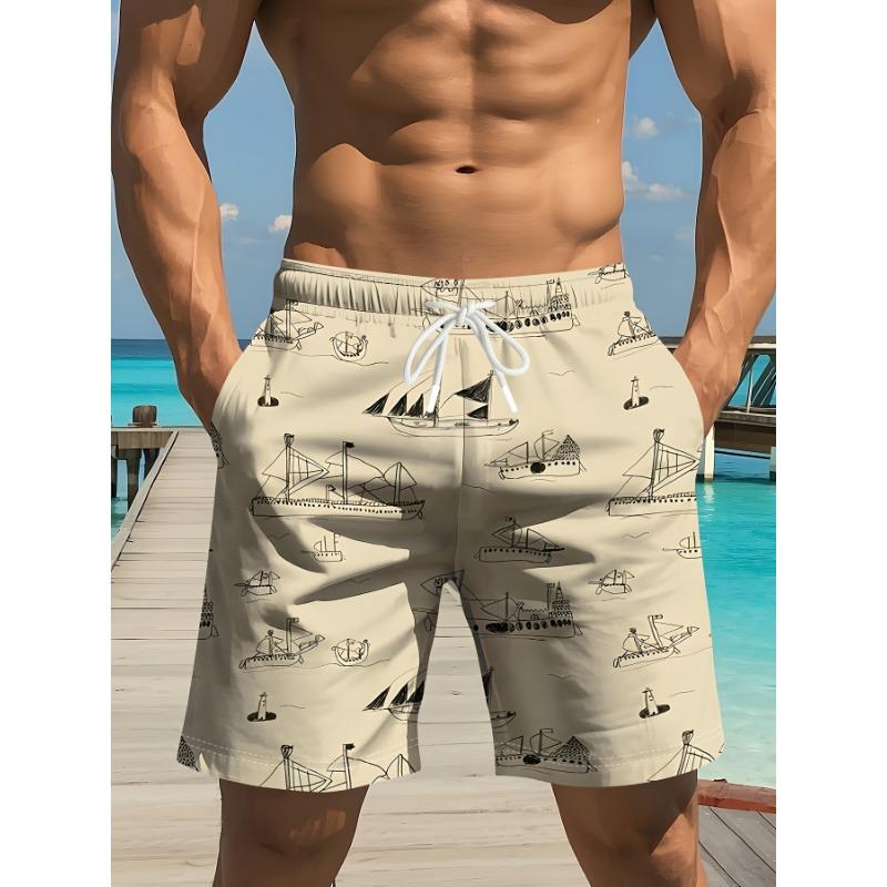 Summer Men s Beach Shorts Sports Loose Sailing Print Casual Men s Beach Shorts M
