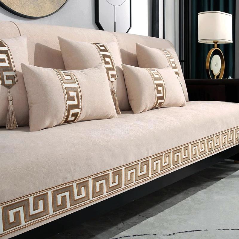 Four Season Sofa Cover Thick and Durable Anti Slip Sofa Cushion Chinese Embroidered Sofa Towel Leather Fabric L-type Sofa Universal