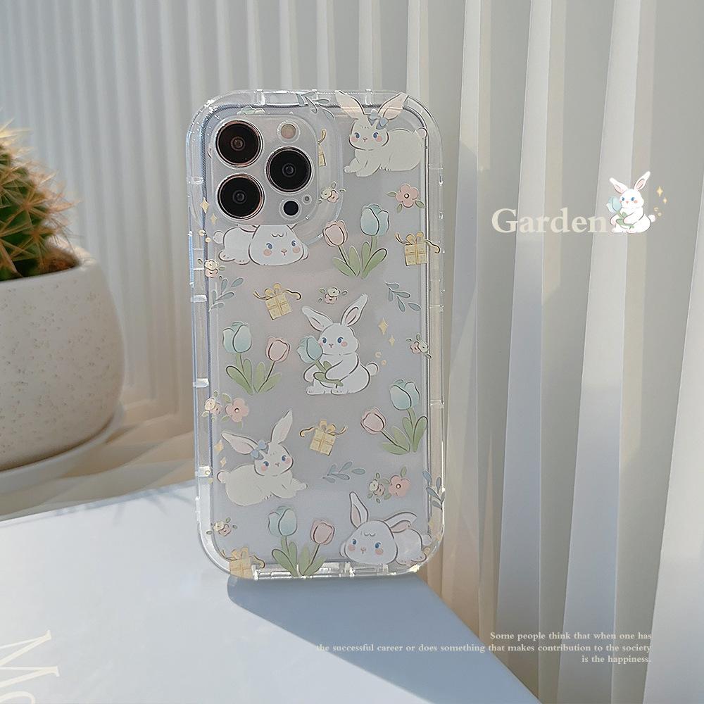 Flower Rabbit for IPhone14 for Apple Phone Case 16 Transparent 13pr Max Soft 12 Protective Cover 11 for 14plus
