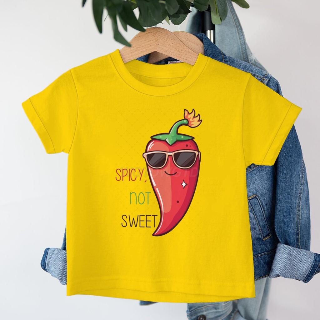 Funny Chili Tshirts for Children Chili Spicy Not Sweet Graphic Design Kids Tshirt Cartoon Clothes Child Girl Boy Casual Tops