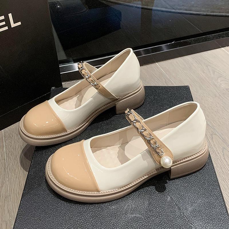 

Туфли Мэри Джейн с квадратным носком женские весенне-осенние новая пряжка низкий каблук цветная платформа модные кожаные туфли 40 абрикосовый