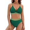 New Sexy High Waist Bikini 2025 Cross Backless Women Swimsuit Solid Tight Beachwear Bikini Set Seaside Sling Pool Swimwear