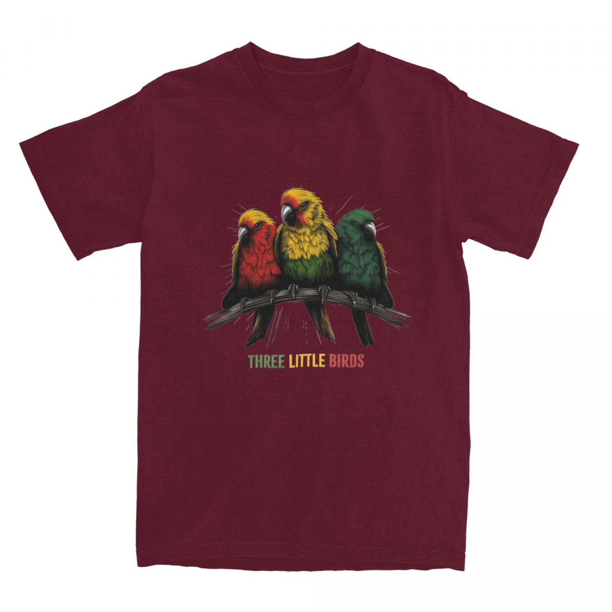 GUOYAN TOP Kawaii Drie Kleine Vogels Reggae T-shirt Heren 100% Katoen Korte Mouw Bob Marley Ronde Hals Zomer Top T-shirts 4XL