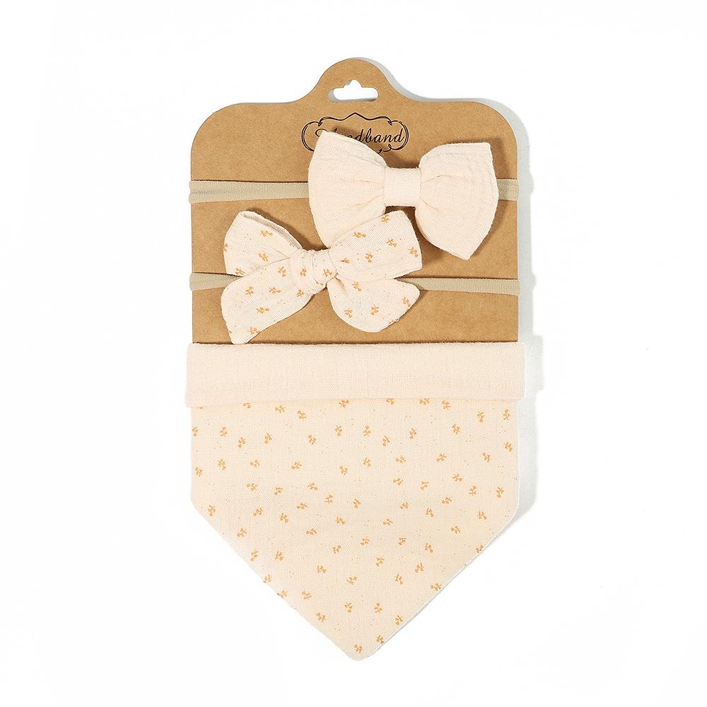 3 szt./zestaw Muślinowa Bawełna Nadruk Śliniak Noworodek Kokardki Opaska Trójkątny Ręcznik Śliniak Niemowlę Chłopiec Dziewczynka Karmienie Odbijanie Akcesoria do Włosów Dziecka
