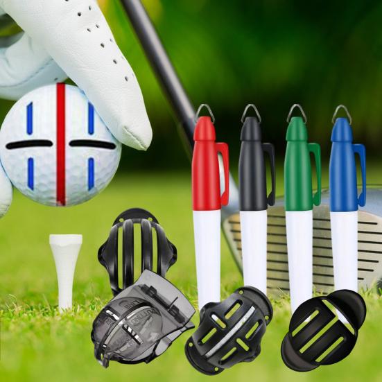 1 sett golfballmarkør med linjemarkørpenner Høypresisjon golfballmarkør Stenciljusteringsverktøysett Golftilbehør