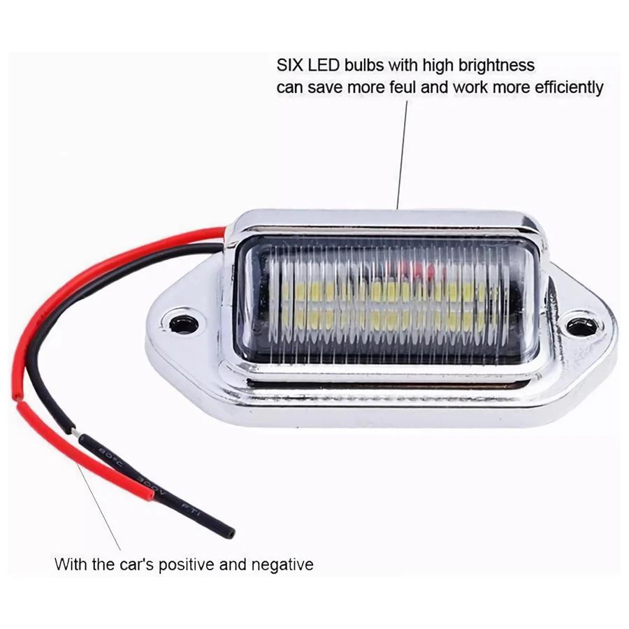 6 LED Car License Plate Light Bright Tag Lamp for Truck SUV RV Trailer Van 12V White Exterior License Plate Light Automotive Car