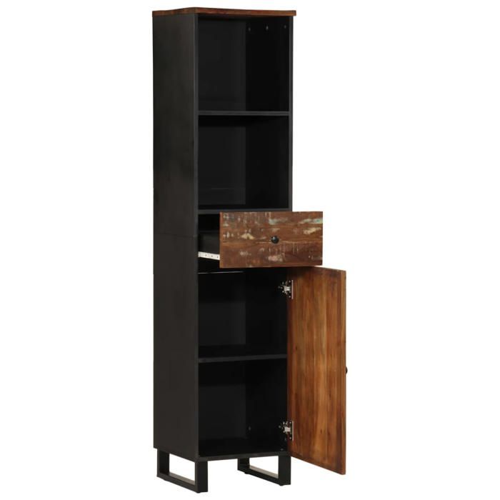 VidaXL Armoire de Salle de Bain, Colonne de Toilette avec Tiroir et Compartiment, Meuble de Rangement Intérieur, Bois Massif 352000
