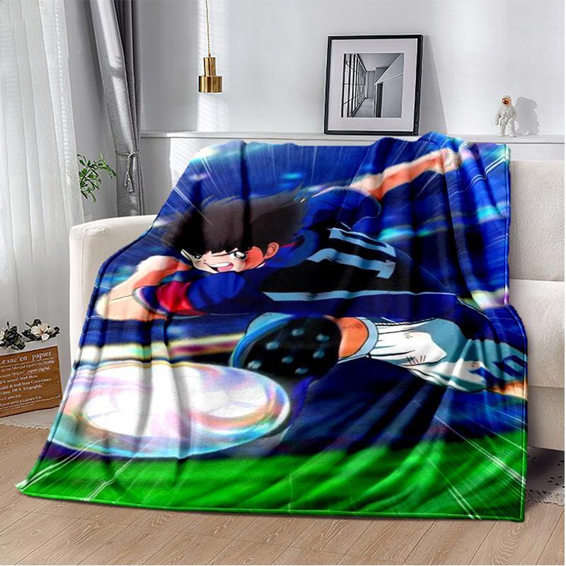 Anime Captain Tsubasa Fußball-Cartoon-Decke, weiche Überwurfdecke für Zuhause, Schlafzimmer, Bett, Sofa, Picknick, Reisen, Büro, Decke, Kind