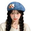 Cowboy Internet celebrity Versatile Bear Fashion Hat Showcase Flat Top Painter Hat Little Cute Face Ladies Two Berets