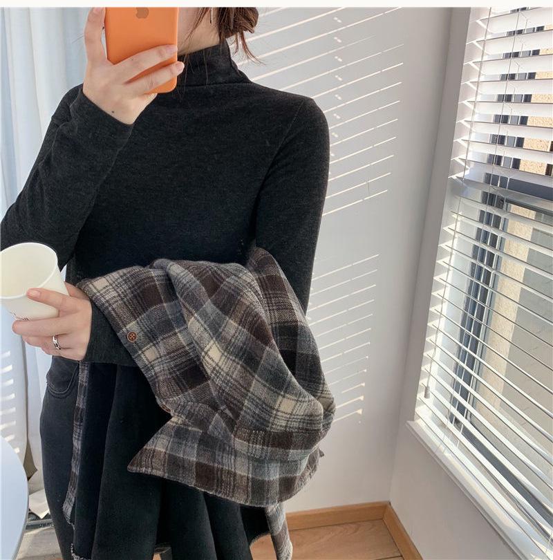 Women's Imitation Lambswool Inner Wear: 2025 Style, Autumn/Winter Base Layer, Half-High Neck, Long Sleeve Top