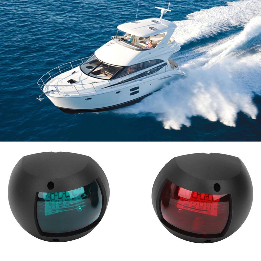 Paar Signallampen Kugelförmig Rot Grün LED Wasserdicht Bootsnavigationslicht DC12V 24V 3W Schwarz