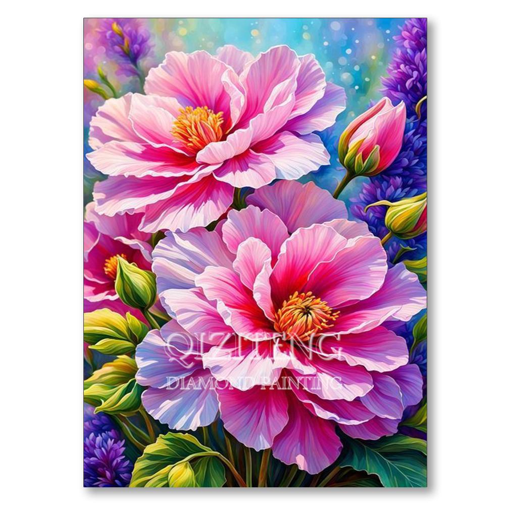 Vibrant Floral Diamond Painting Full Square Round Diamond Mosaic Embroidery Cross Stitch Kit DIY Home Decor Art Craft Gift