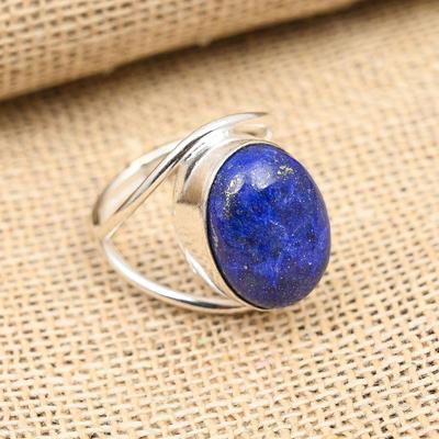 Lapis Lazuli Brangakmenis Rankų darbo 925 Praba Sidabro Vestuvinis Papuošalas Žiedas
