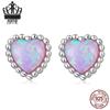Everlove Care Bear Sterling Silver S925 Heart-Shaped Pink Zircon Opal Stud Earrings & Pendant Necklace Set.