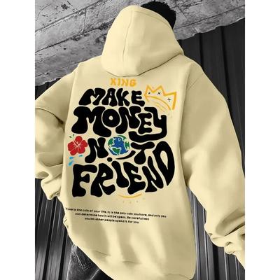 2025 3D Money Making Is Not A Friend Pattern Printed Men's Casual Fashion Comfortable Hoodie Oversized Sportswear