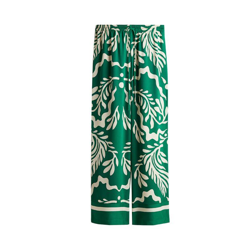 Spring New Women's Clothing Print Diagonal Cloth Shirt 1273622 Drawstring Twill Pants 1273623