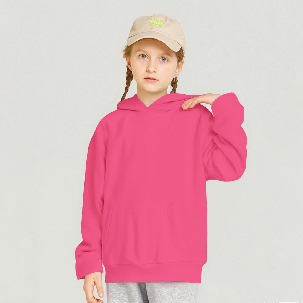 Kids Hooded Pullover Sweatshirt - Color Loose Fit Casual Top for Boys and Girls