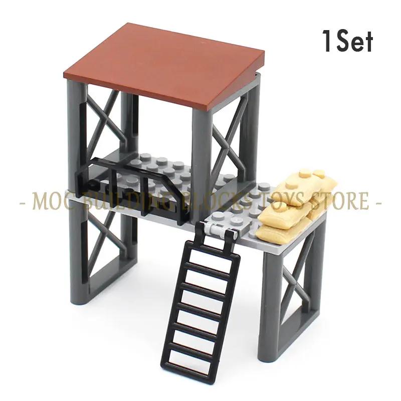 MOC Militärszene Spielzeugzubehör Bausteine Blockbasis Soldaten Armeefiguren Waffe Stacheldraht Sandsäcke Serie