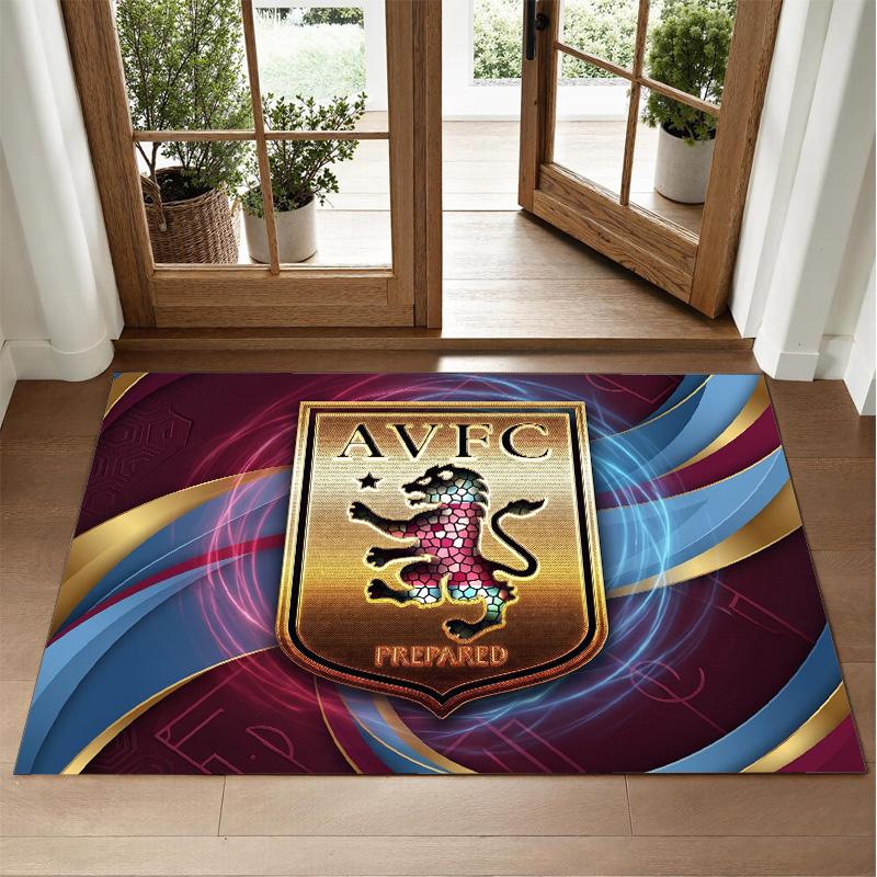 Aston Villa Futbol Tasarımlı Kristal Kadife Halı Yatak Odası Girişi İçin Yumuşak Dekoratif Mat