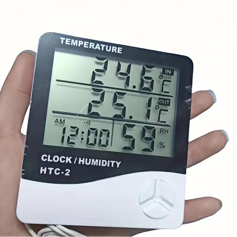 1pc HTC-1 HTC-2 Smart Electric Digital Hygrometer Thermometer - Weather Station Clocks Outdoor - LCD Electronic Humidity Meter
