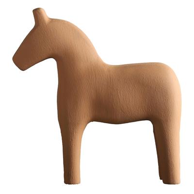 Wooden Horse Figurine Sturdy Pinewood Hand Painted Simple Pure Color Horse Statue for Family Office Tabletop