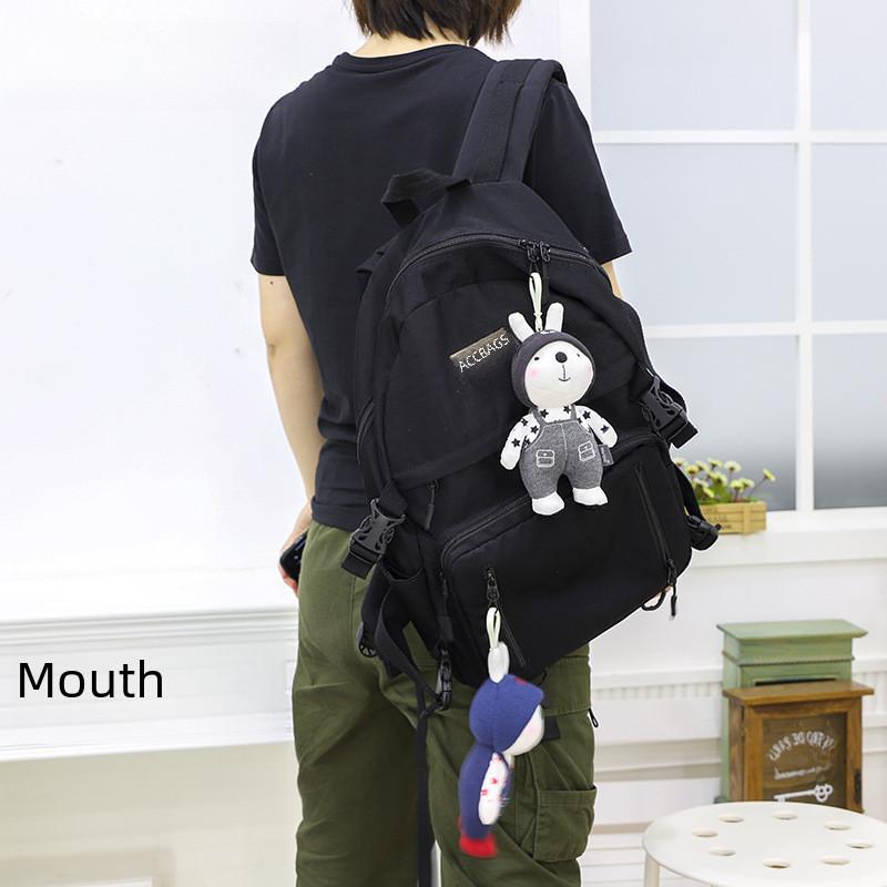 Charming Metoo Rabbit Keychain Plush Toy With Ultra-soft Crystal Plush In Gray Overalls