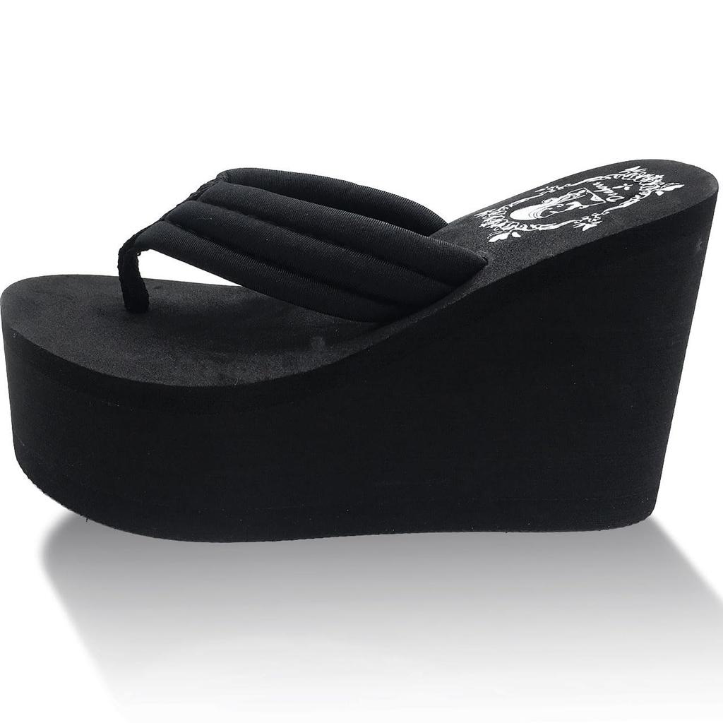 Beach thick super beautiful wedge fatigue improved grip and easy walking [Clear] sandals, sole, 11cm, legs, sole, simple, resistant, (Black, 36,