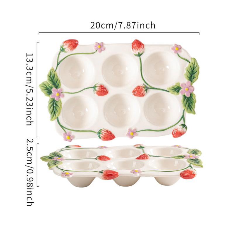 Creative Painted Strawberry Egg Storage Box Baking Mold Refrigerator Compartment Egg Storage Tray Art Egg Plate Kitchen Utensils