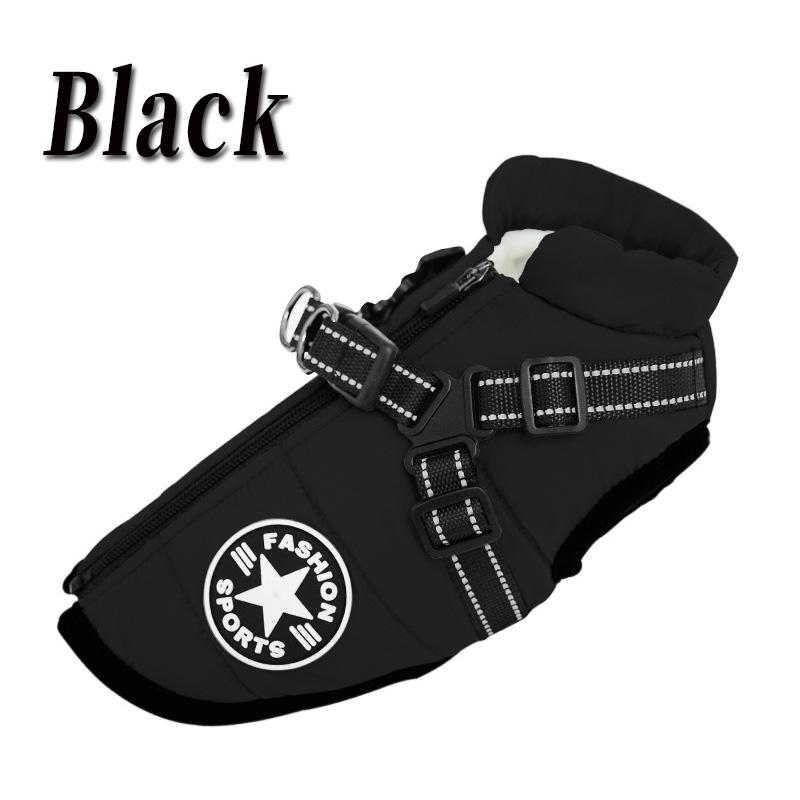 Winter Waterproof Dog Clothes with Harness Warm Pet Dog Cotton Jacket for Small Large Dogs Puppy Clothing French-Bulldog Coat