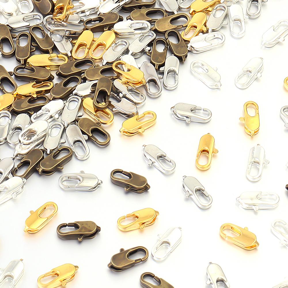 50Pcs/lot Copper Alloy Lobster Clasp Hooks 12x5mm Flat Snap Clasps For Jewelry Making Supplies DIY Necklace Key Chain Wholesale