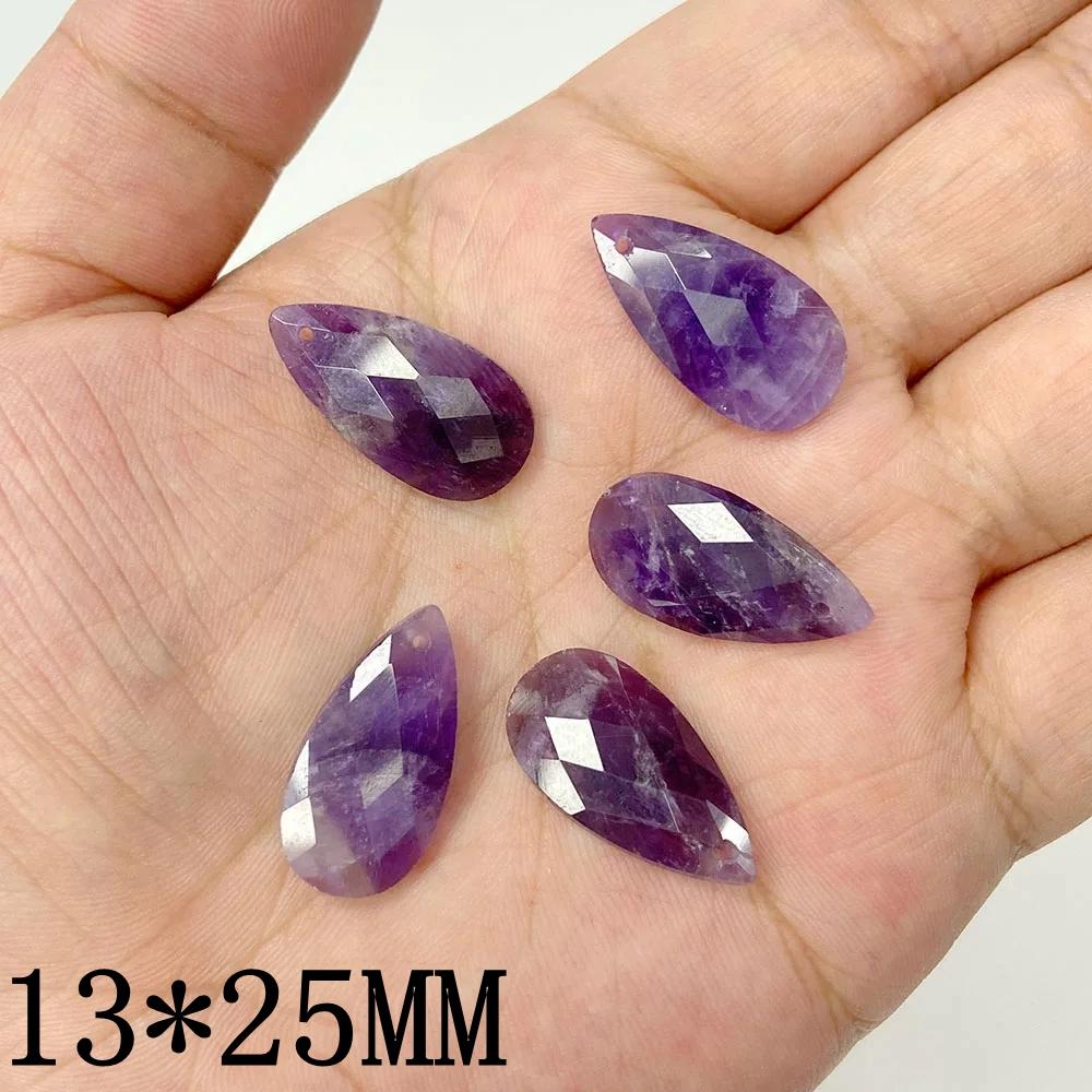 Natural Stone Amethysts Pendants Faceted Water Drop Rose Clear Quartzs for Jewelry Making Diy Necklace Earring Healing Accessory