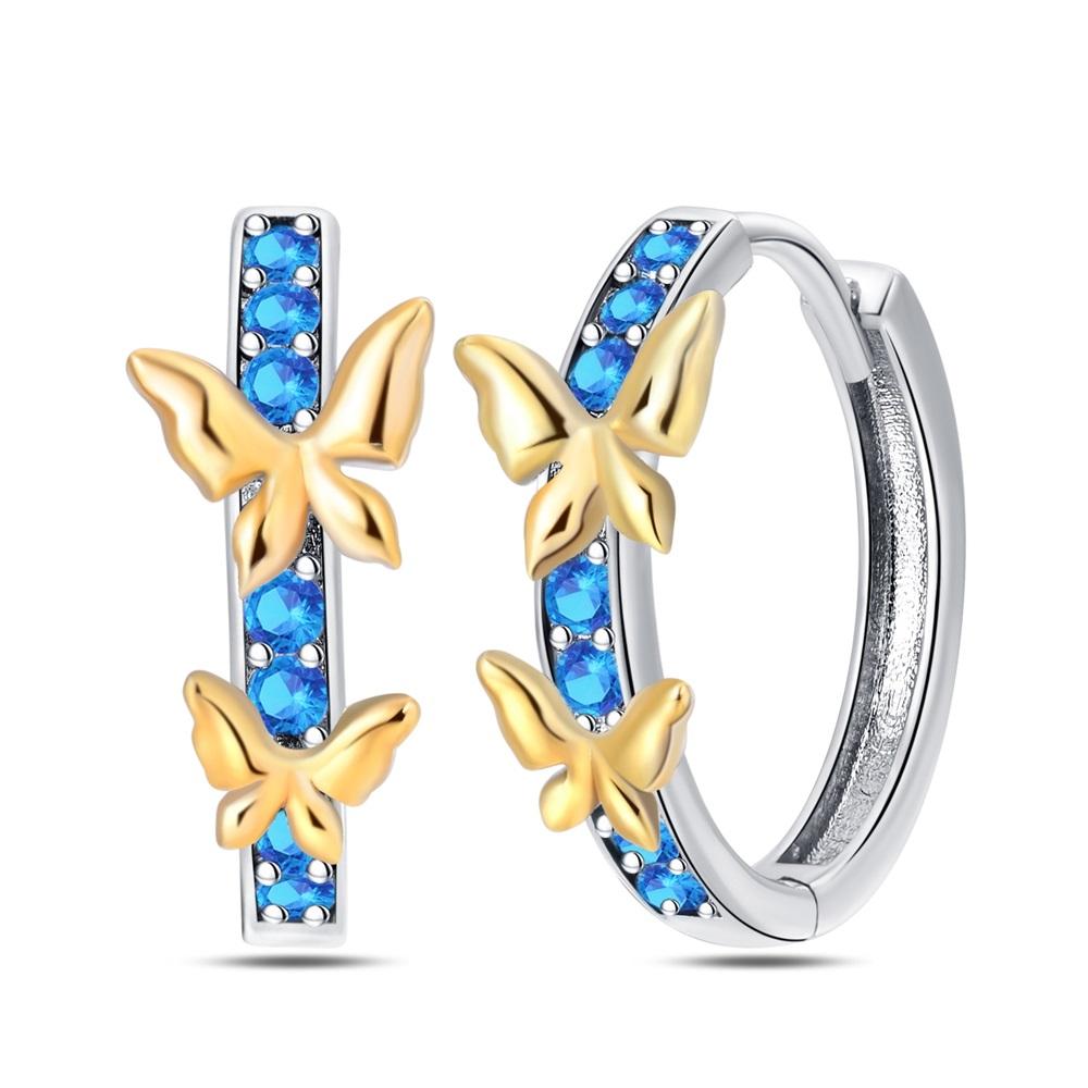 925 Silver Earrings Blue Zircon Stars Butterfly Love Heart Jewelry Women Earrings Luxury Accessories Graduation Gift
