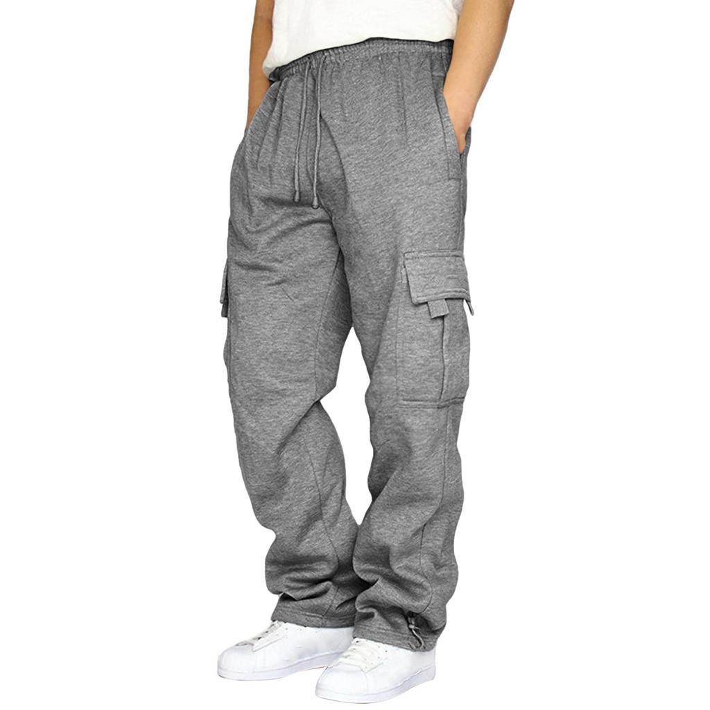 Men's Loose Fit Cargo Sweatpants with Large Pockets Elastic Waistband and Drawstring Casual Jogger Pants for Everyday Wear