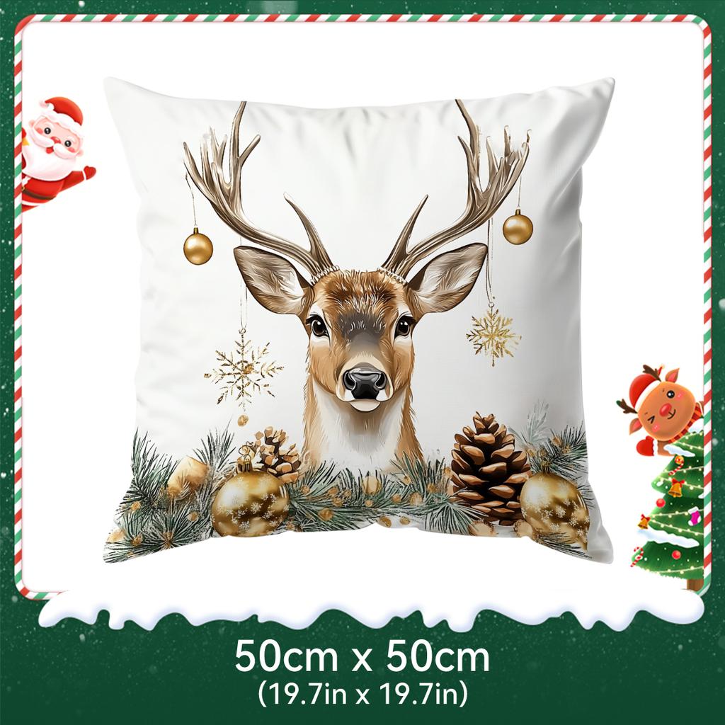 Watercolor Christmas Pillowcase Printed Polyester 40/45/50Cm Throw Pillowcover Decorative Sofa Cushion Pillowslip Home Decor