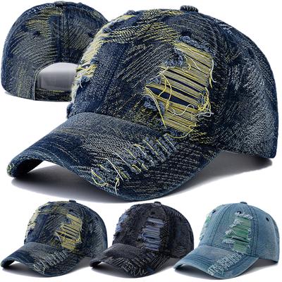New Style Unisex Cap Tear Style Hole Vintage Starry Sky Pattern Baseball Caps Man Women Casual Outdoor Streetwear Denim Hat