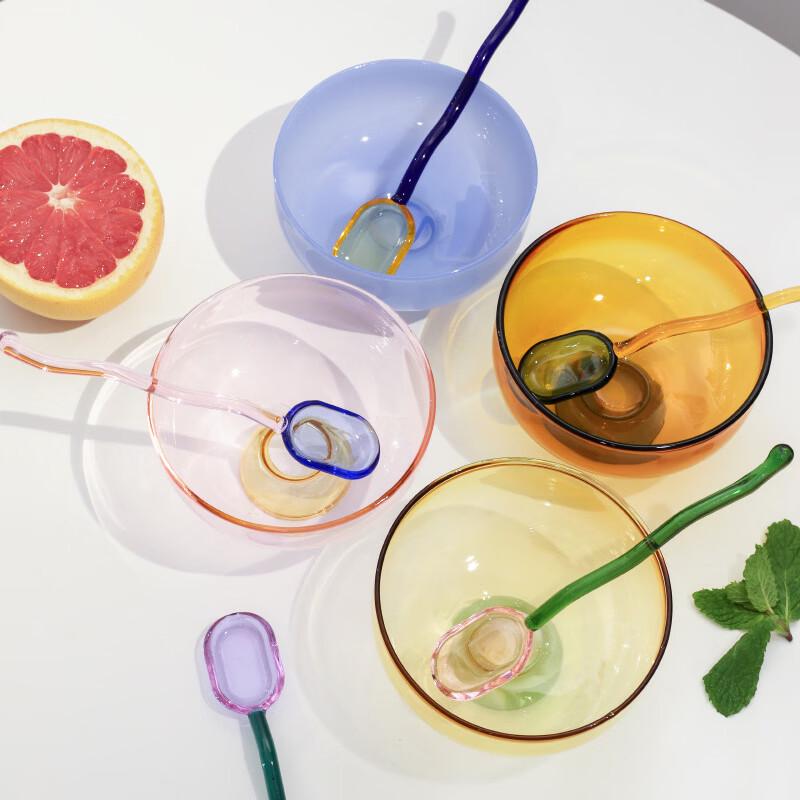 Ru Han Cartoon Color-Block Glass Salad Bowl