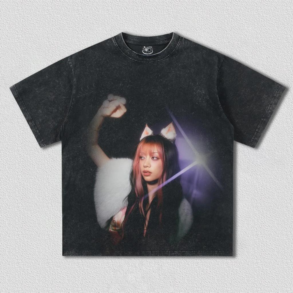 Unisex Women New Streetwear Harajuku Wind Tee KATSEYE Vintage Fashion Washed Graphic Print T-shirts Unisex Women Cotton Oversized Tops