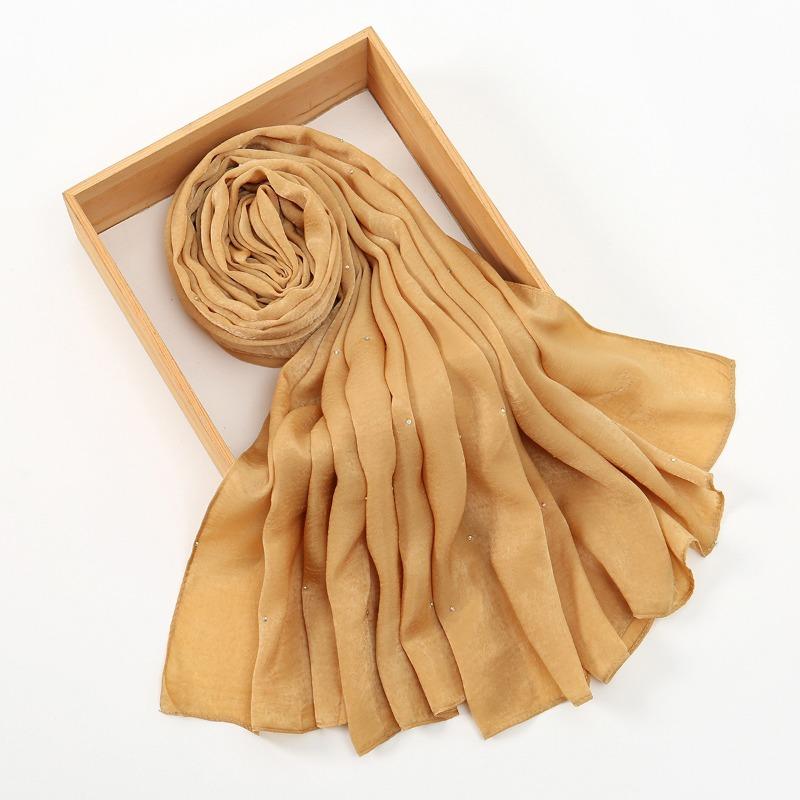 Hot-selling New Mulberry Silk Colored Diamond Versatile Women's Scarf Fashionable Long Thin Breathable Bag Head Long Scarf