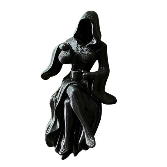 Gothic Hooded Reaper Lady Figurine 3D Printed Dark Fantasy Shelf Sitter 1 Pc