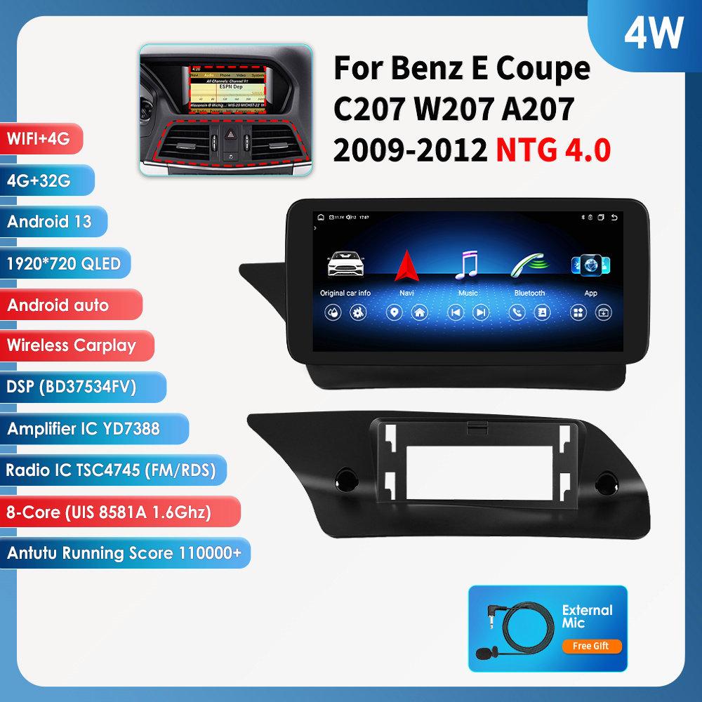 OSSURET Android 13 Auto Car Intelligent Systems Radio Carplay 4G For Mercedes Benz E-Class C207 W207 A207 NTG 4.0 4.5 5.0 2-Door Autoradio Head Unit