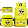 Cartoon Teacup Head Cuphead Student School Bag Backpack Three-piece Set Children's Shoulder Bag Pencil Bag
